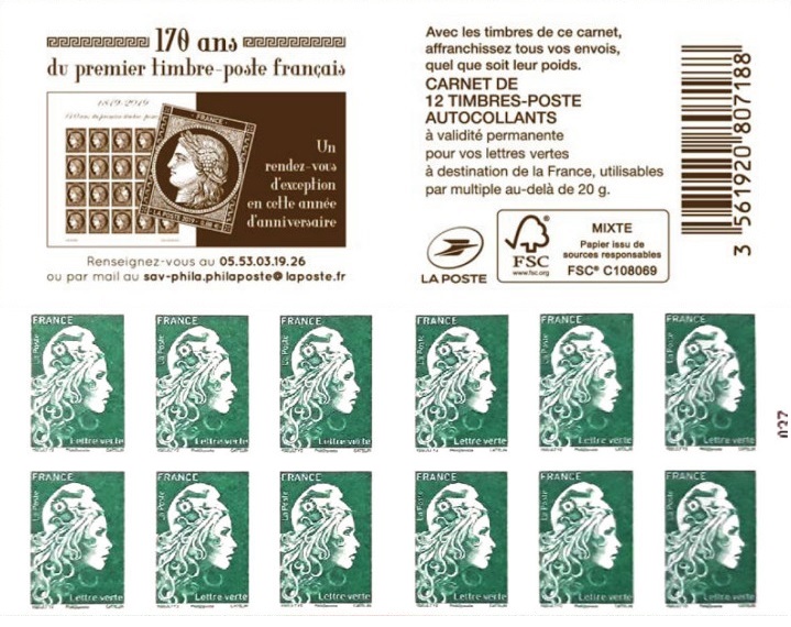 170 ans du premier timbre-poste française - La Cérès noire