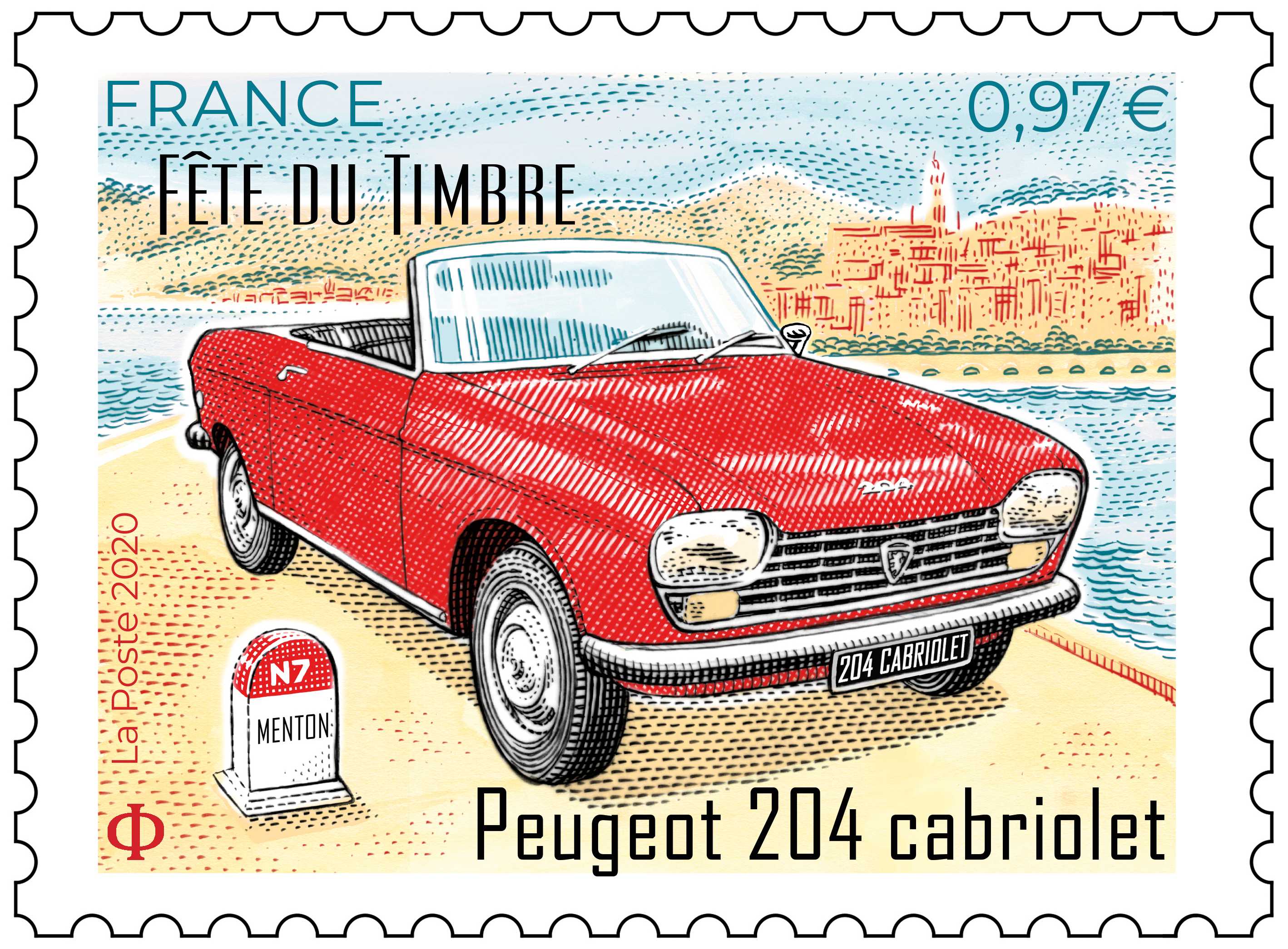 Fête du timbre - Peugeot 204 cabriolet