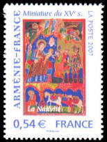ARMÉNIE-FRANCE Miniature du XVe s. La Nativité