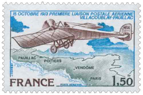 15 OCTOBRE 1913 PREMIÈRE LIAISON POSTALE AÉRIENNE VILLACOUBLAY-PAUILLA