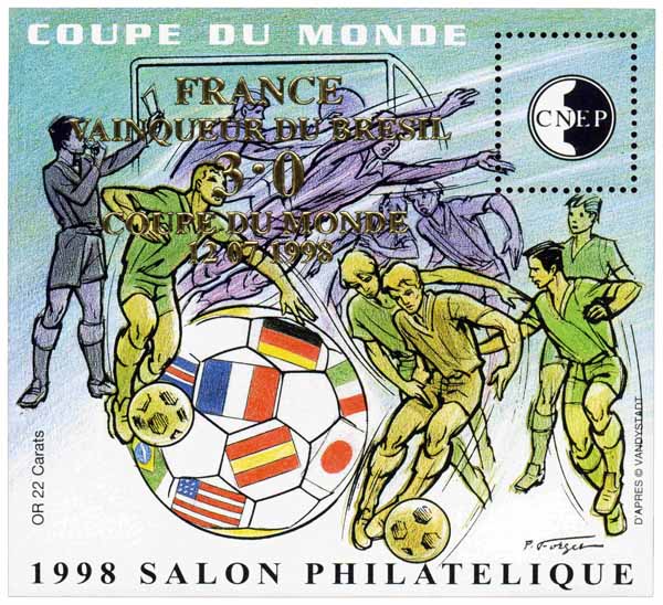 Coupe du monde France vainqueur du Brésil 3-0 Salon philatélique de Ly