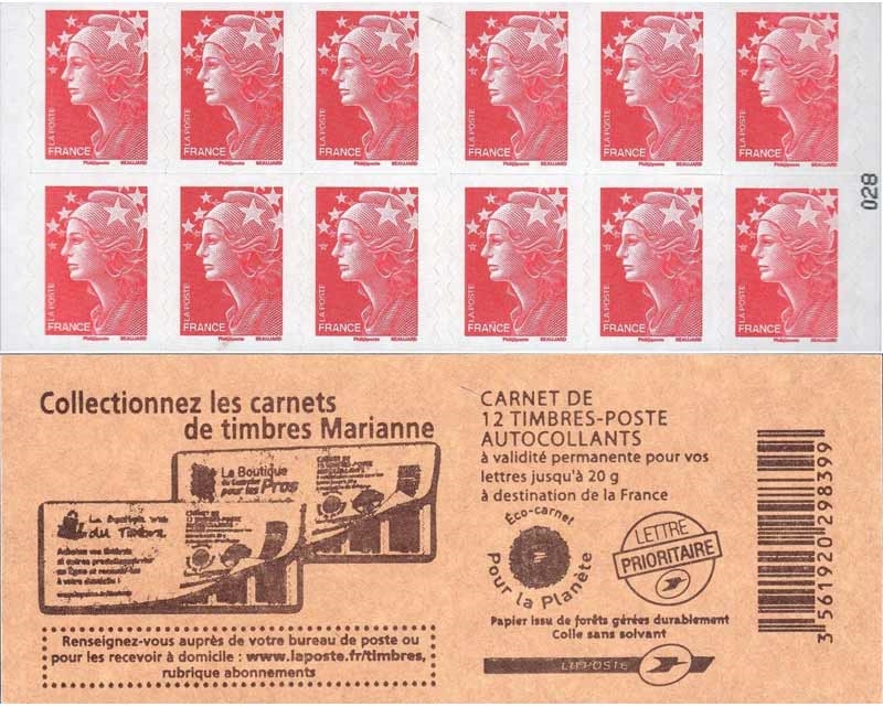 Collectionnez le carnets de timbres Marianne