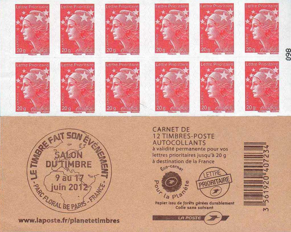 Carnet Marianne et l’Europe - Couv. “Salon du timbre”
