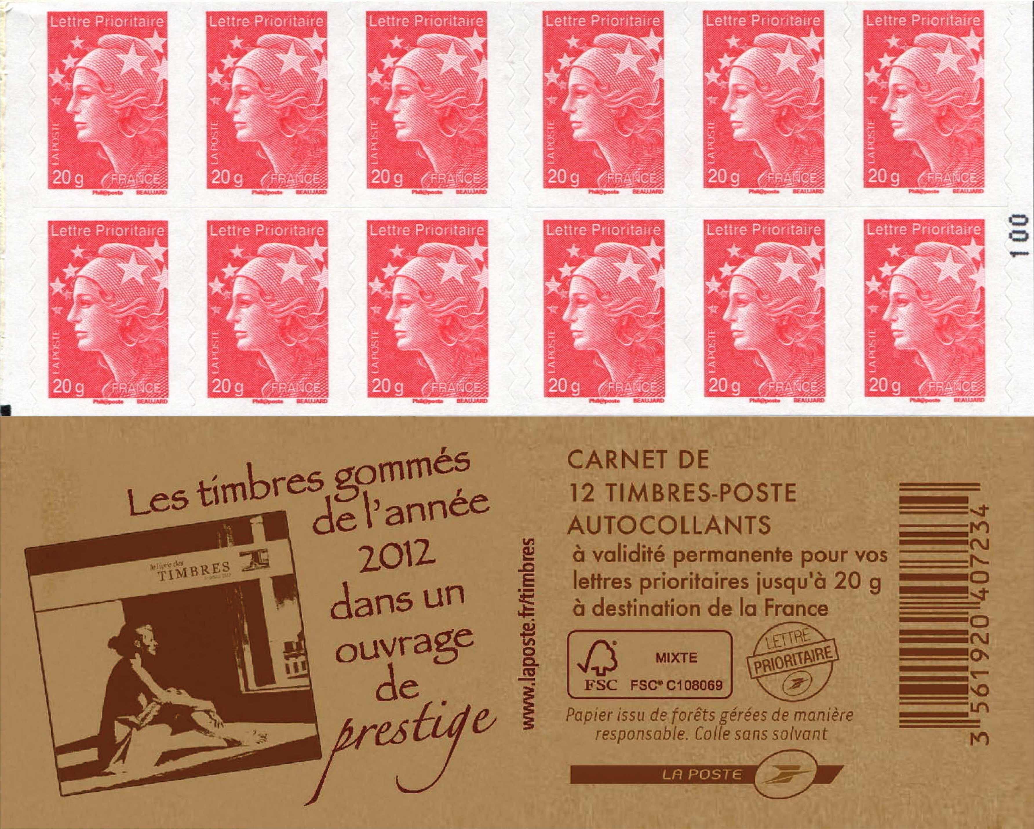 Les timbres gommés de l'année 2012 dans un ouvrage de prestige