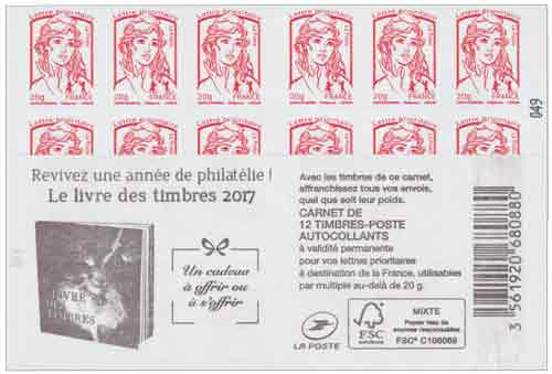 Carnet Le livre des timbres 2017