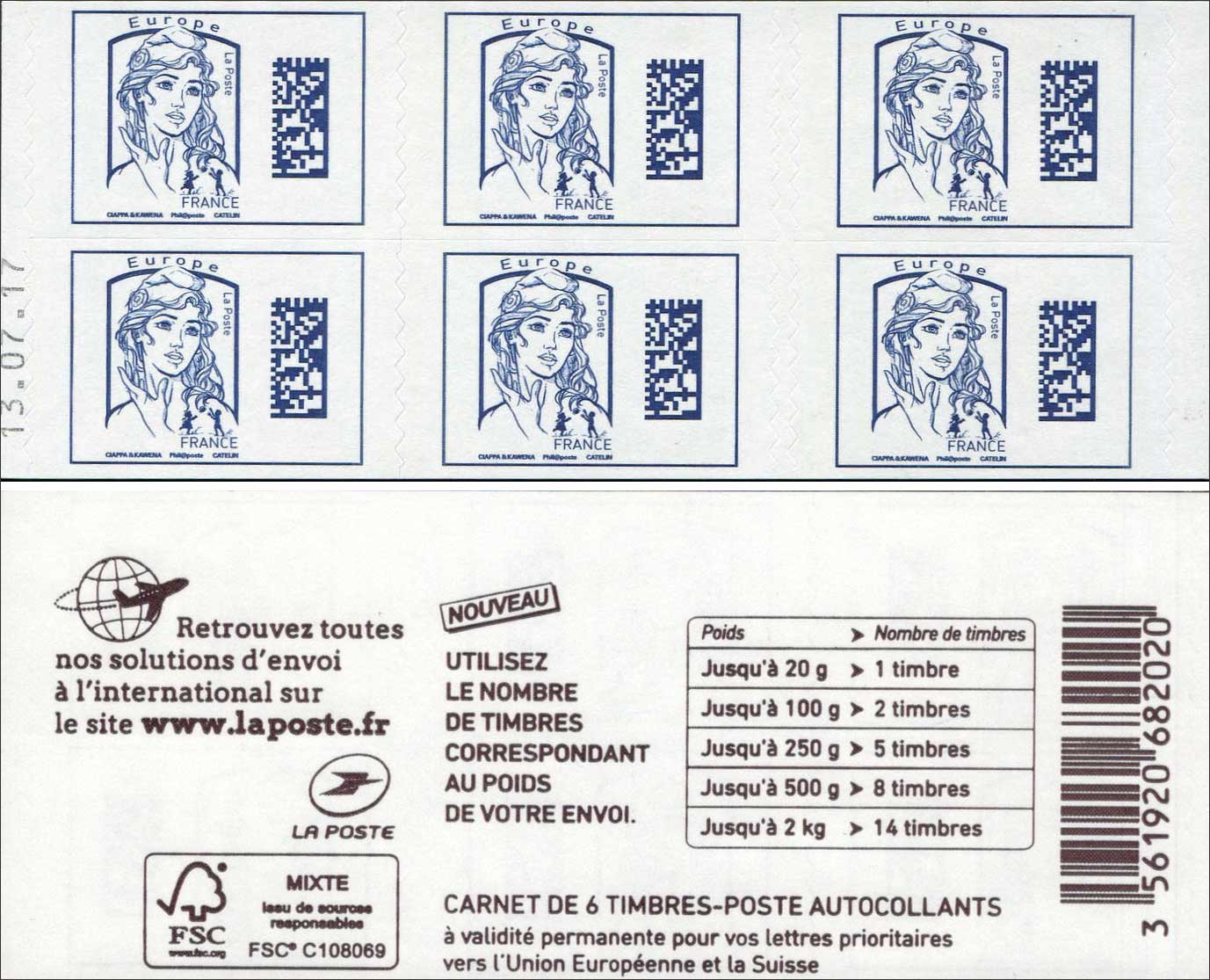 Nouveau tarif 2017 - timbres Europe