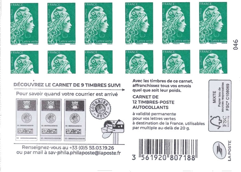 Découvrez le carnet de 9 timbres suivi