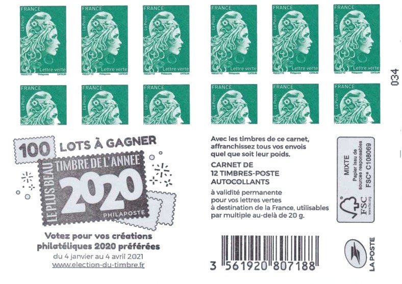 Carnet Marianne élection du timbre - 100 lots à gagner