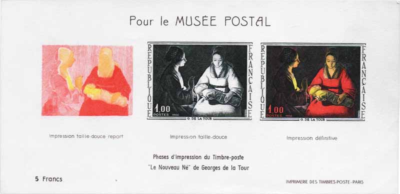 Pour le MUSÉE POSTAL Phases d'impression du timbre-poste le nouveau Né