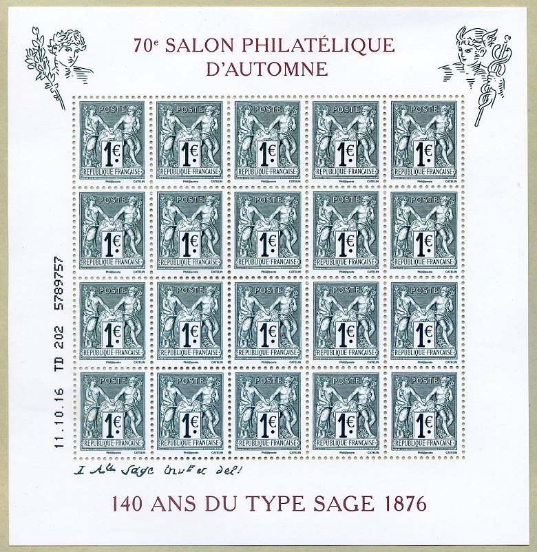 70e Salon Philatélique d’Automne 140 ans du type Sage 1876