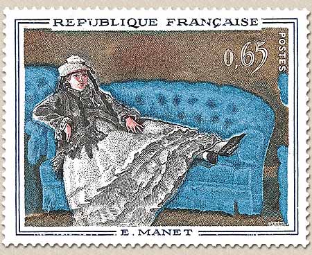 E MANET : « Madame Manet au canapé bleu ».