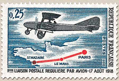 1ERE LIAISON POSTALE RÉGULIÈRE PAR AVION - 17 AOÛT 1918 PARIS - LE MAN