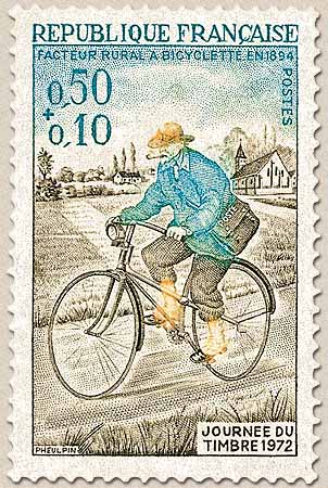 JOURNÉE DU TIMBRE 1972 FACTEUR RURAL À BICYCLETTE EN 1894