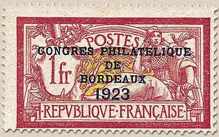 CONGRES PHILATÉLIQUE DE BORDEAUX 1923 - type Merson