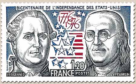 BICENTENAIRE DE L'INDÉPENDANCE DES ÉTATS-UNIS VERGENNES FRANKLIN 1776-