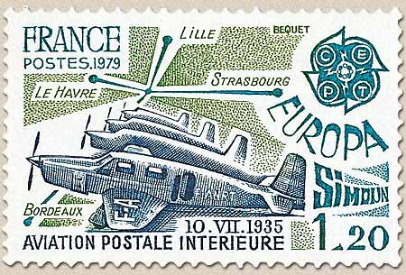 EUROPA CEPT AVIATION POSTALE INTÉRIEURE 10.VII.1935 LILLE - LE HAVRE -