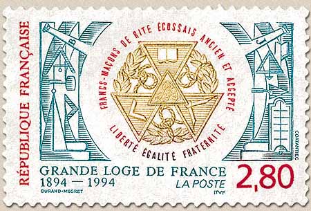 GRANDE LOGE DE FRANCE 1894-1994 FRANC-MAÇON DE RITE ÉCOSSAIS ANCIEN ET