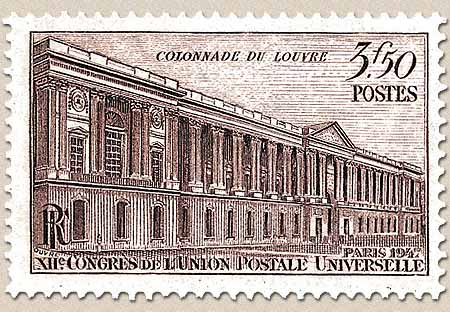 COLONNADE DU LOUVRE PARIS 1947 XIIe CONGRÈS DE L'UNION POSTALE UNIVERS