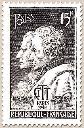 F.ARAGO 1786-1853 AMPÈRE 1775-1836 CITT PARIS 1949